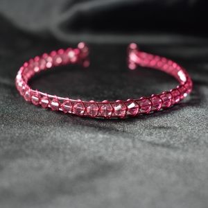 Pink Wire Wrapped Flexible Bracelet
